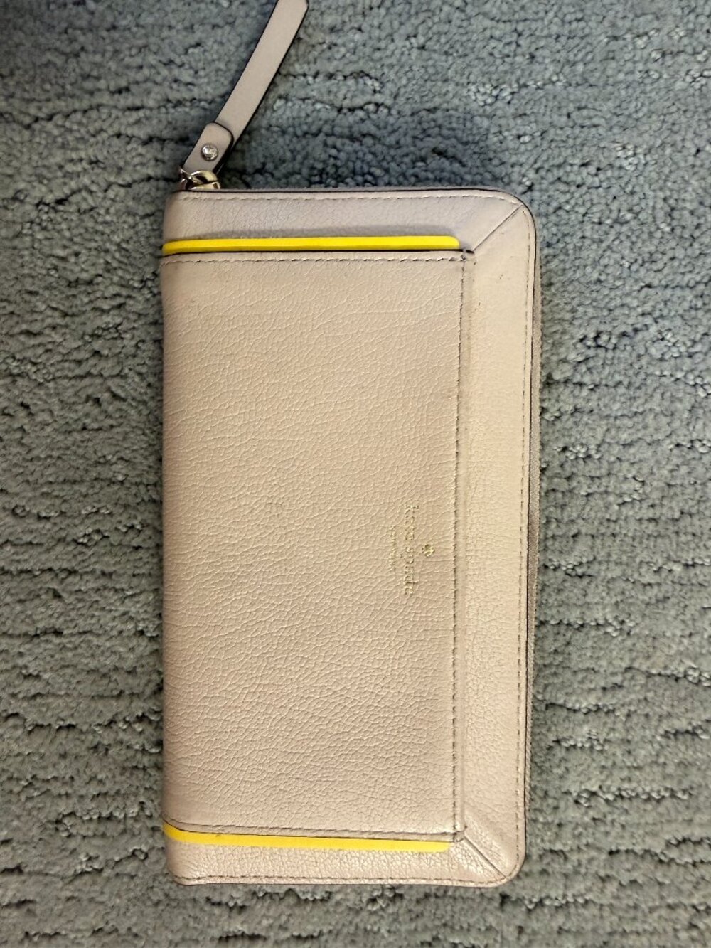 Kate Spade Zip-Around Continental Wallet — Beige & Yellow